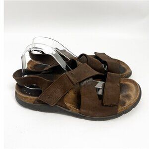 Mephisto Nadek Sandals Men’s EU 45 US 11 Brown Leather Nubuck Cross Slide Shoes